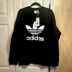 Low price alert!!! Ladies new Adidas crew sweatshirt; black/white, large